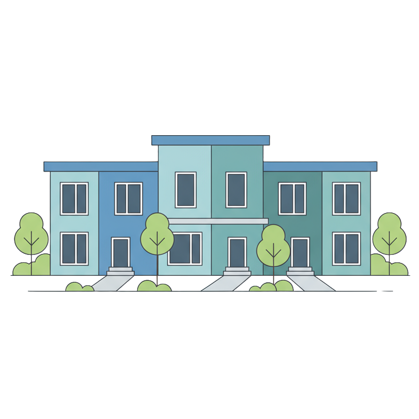 firefly modern flat vector illustration of two or three low rise townhouses side by side on a 229552