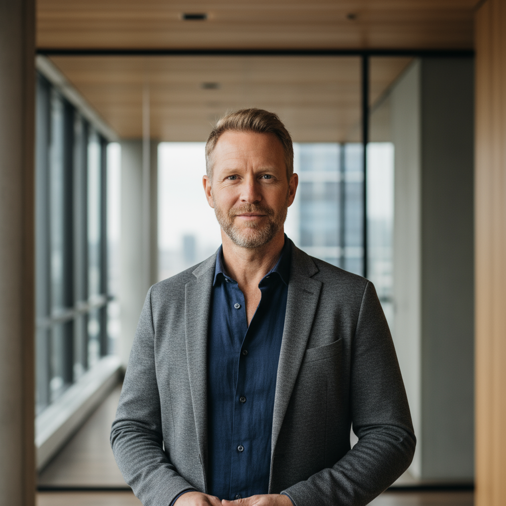 firefly gemini flash portrait of a 40–50 year old australian man with a practical, professional look, phot 229552